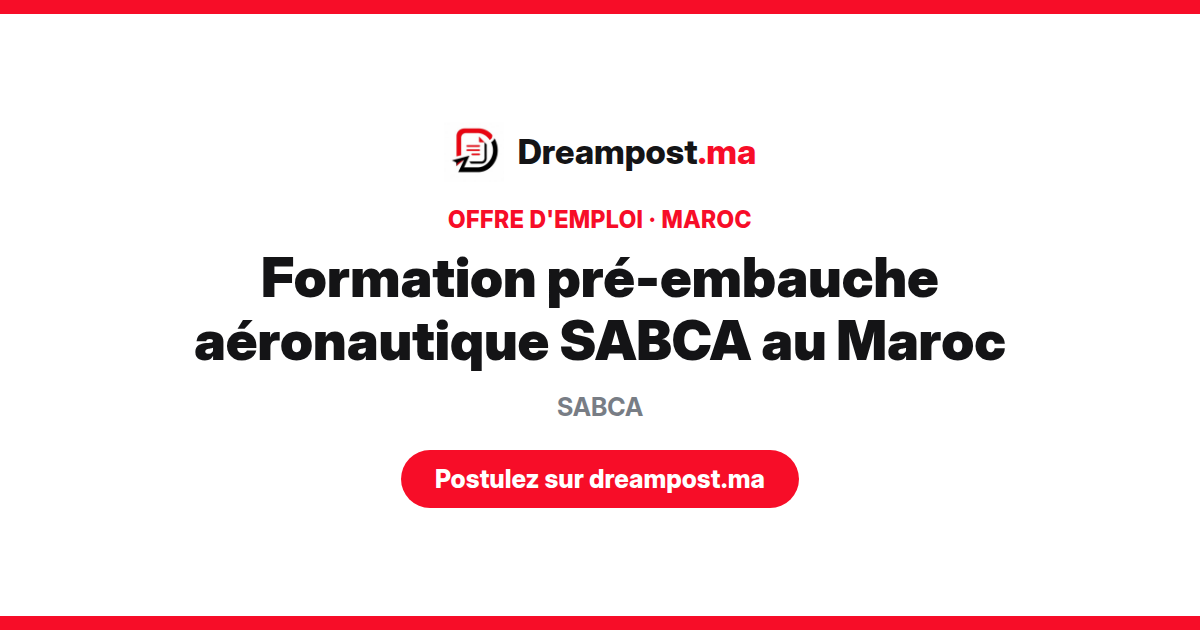 Formation pré-embauche aéronautique SABCA au Maroc
