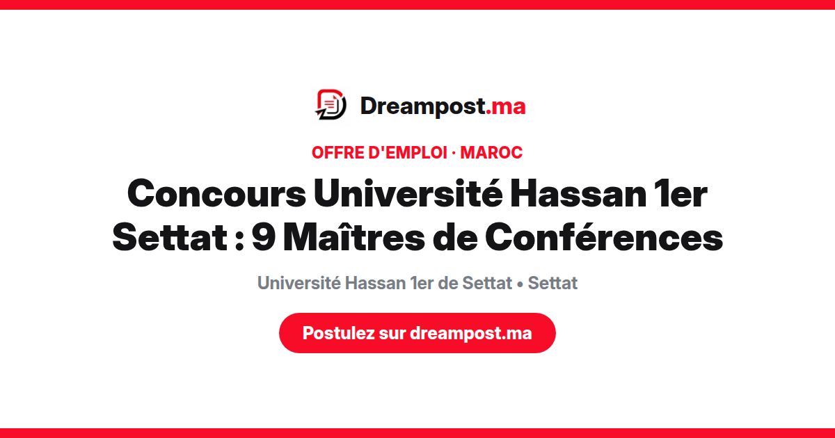 Concours Université Hassan 1er Settat : 9 Maîtres de Conférences
