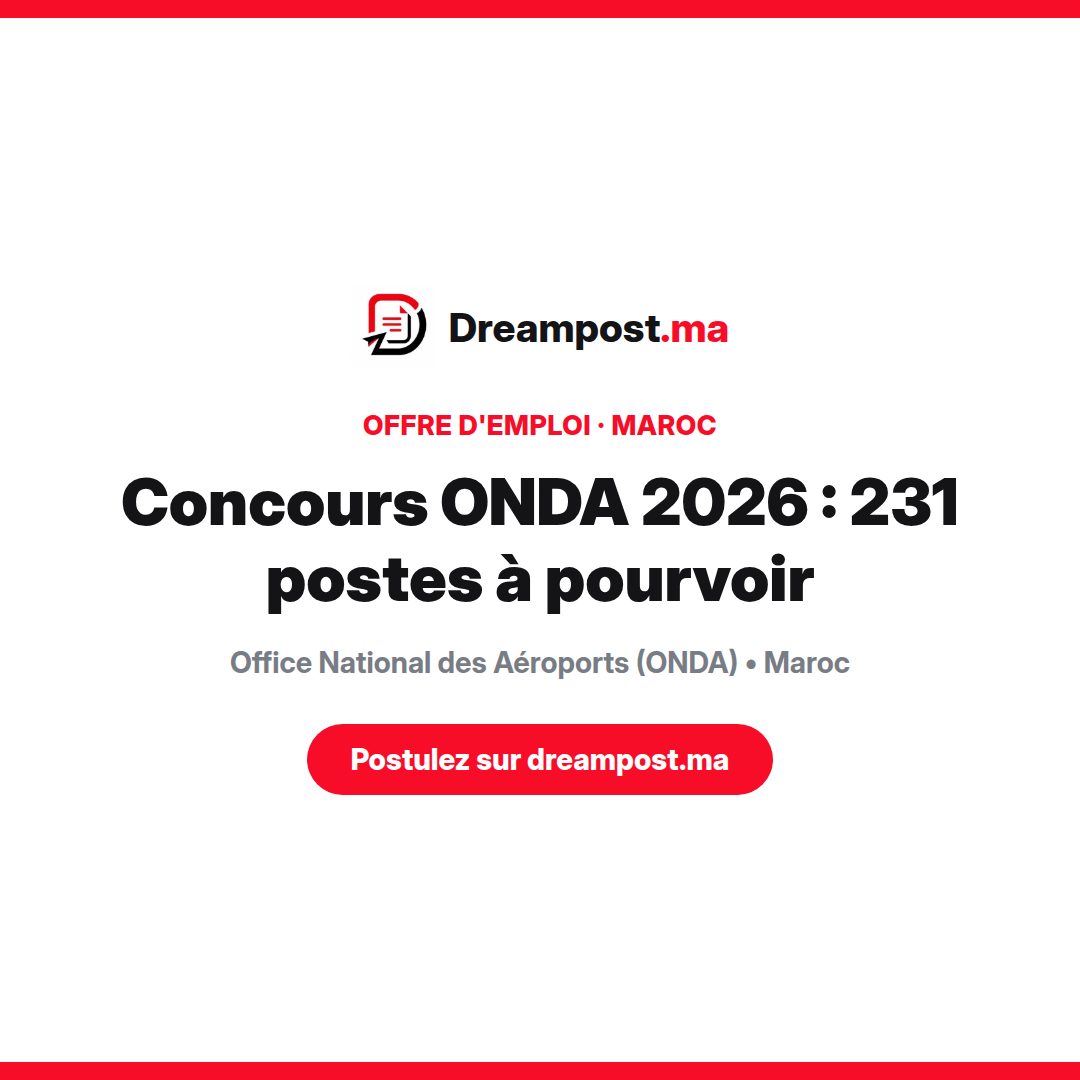 Concours ONDA 2026 : 231 postes à pourvoir