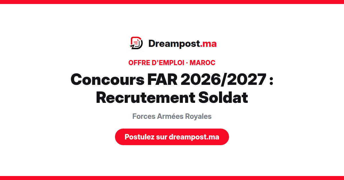 Concours FAR 2026/2027 : Recrutement Soldat