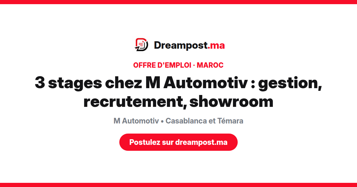 3 stages chez M Automotiv : gestion, recrutement, showroom