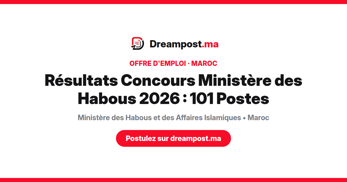 Résultats Concours Ministère des Habous 2026 : 101 Postes