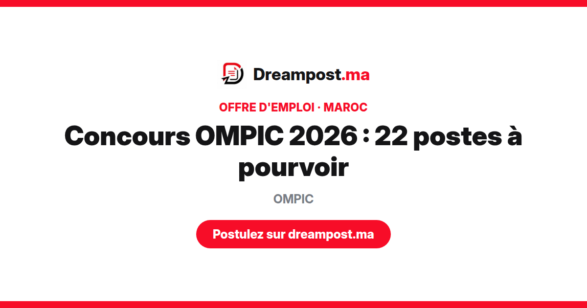 Concours OMPIC 2026 : 22 postes à pourvoir