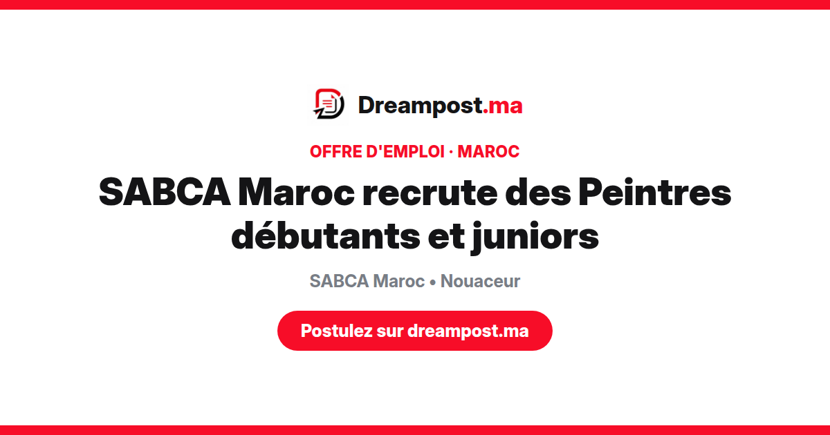 SABCA Maroc recrute des Peintres débutants et juniors