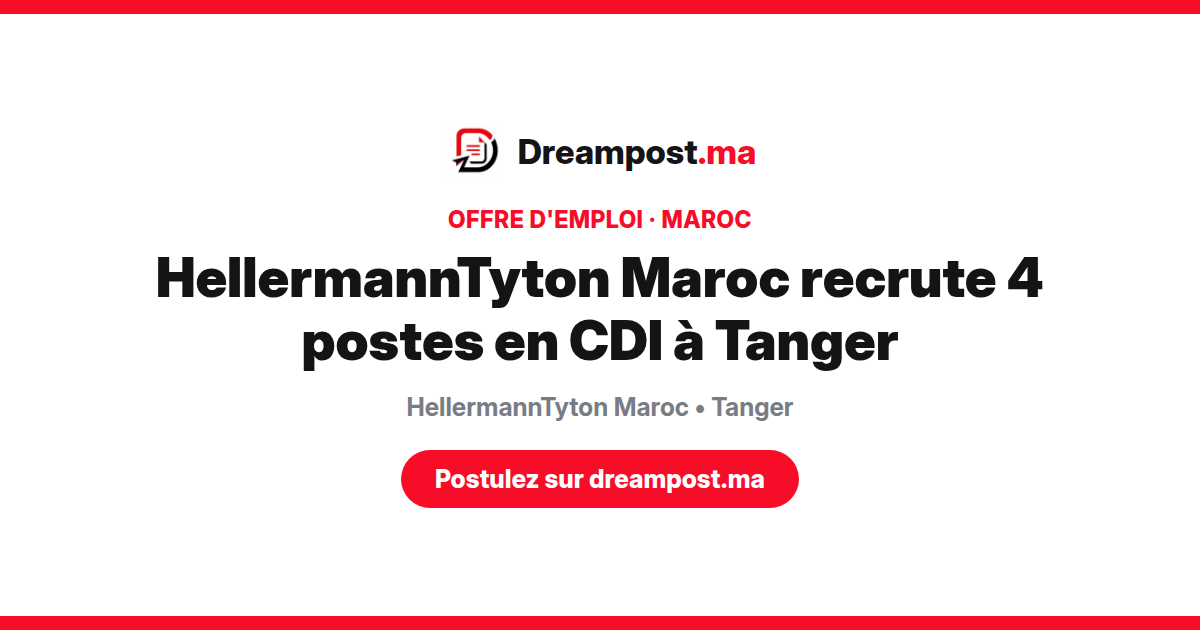 HellermannTyton Maroc recrute 4 postes en CDI à Tanger