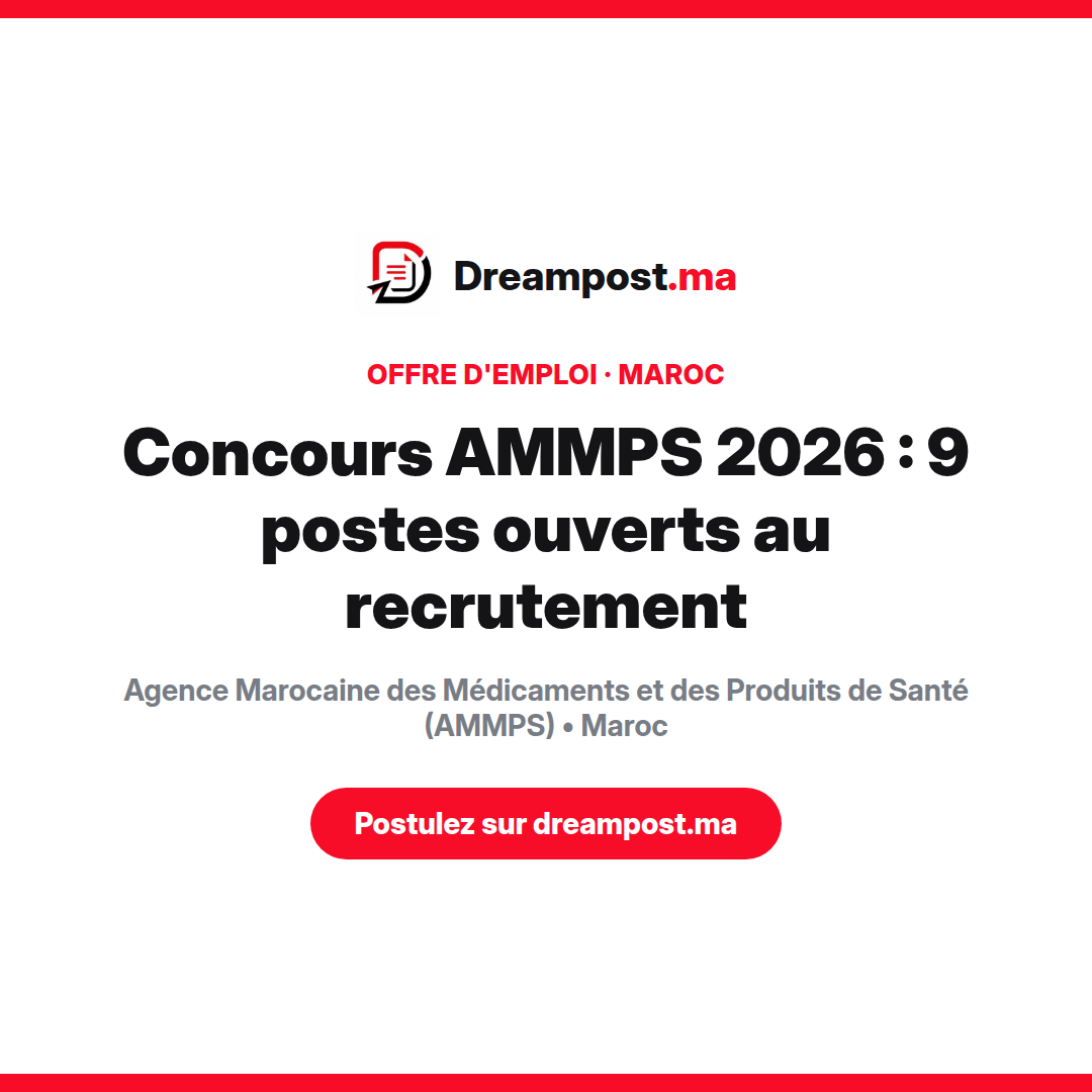 Concours AMMPS 2026 : 9 postes ouverts au recrutement