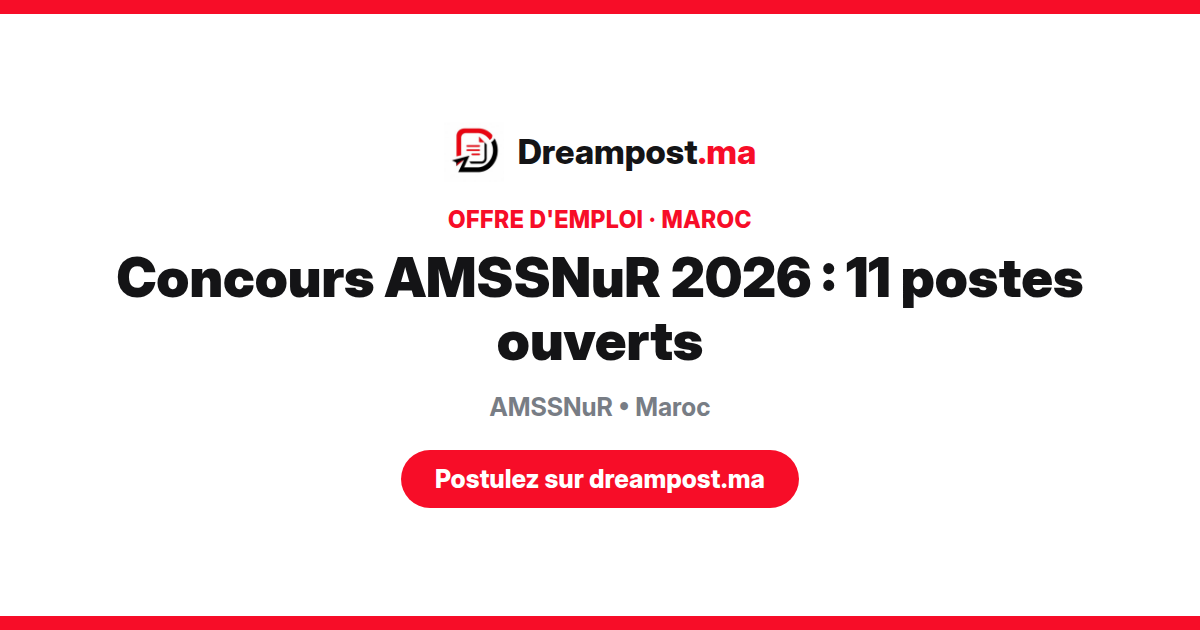 Concours AMSSNuR 2026 : 11 postes ouverts