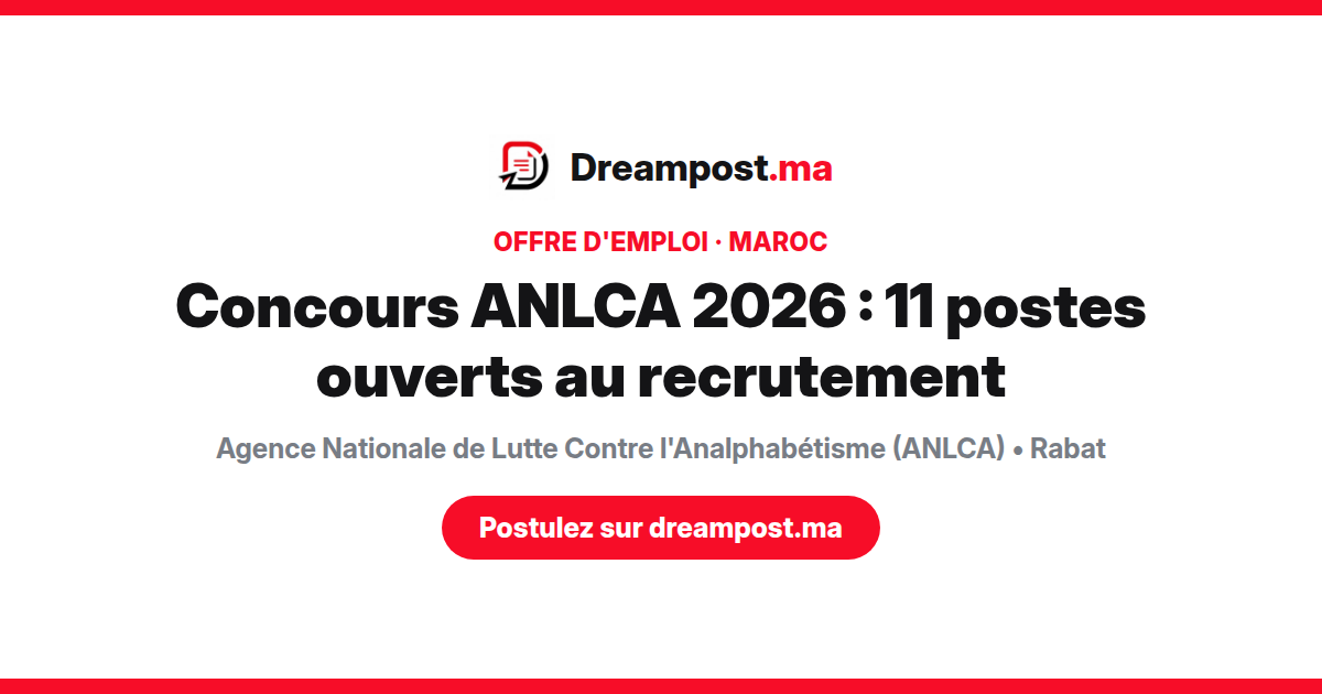 Concours ANLCA 2026 : 11 postes ouverts au recrutement