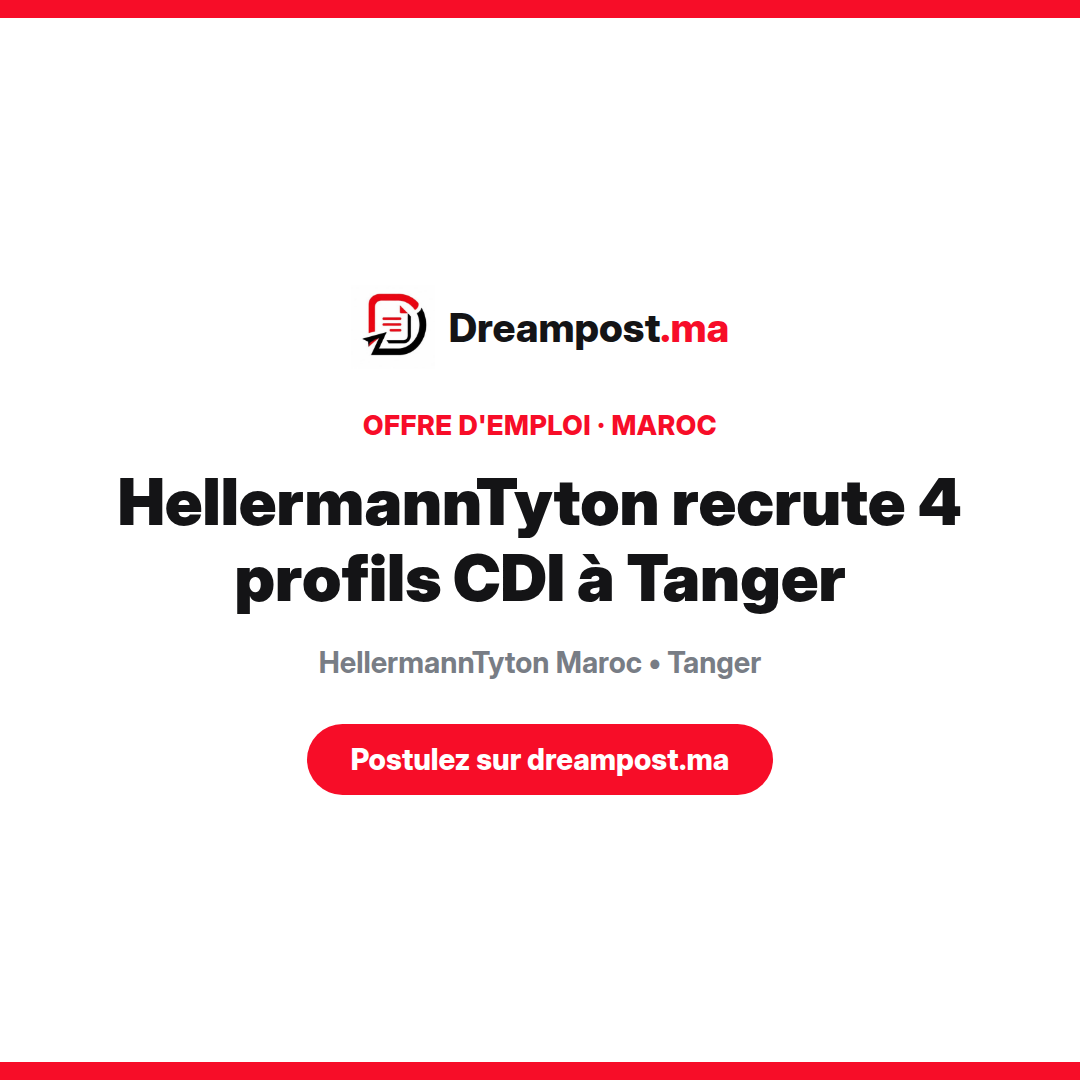 HellermannTyton recrute 4 profils CDI à Tanger