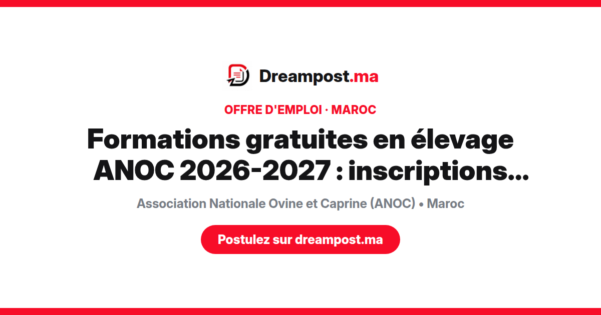 Formations gratuites en élevage ANOC 2026-2027 : inscriptions ouvertes
