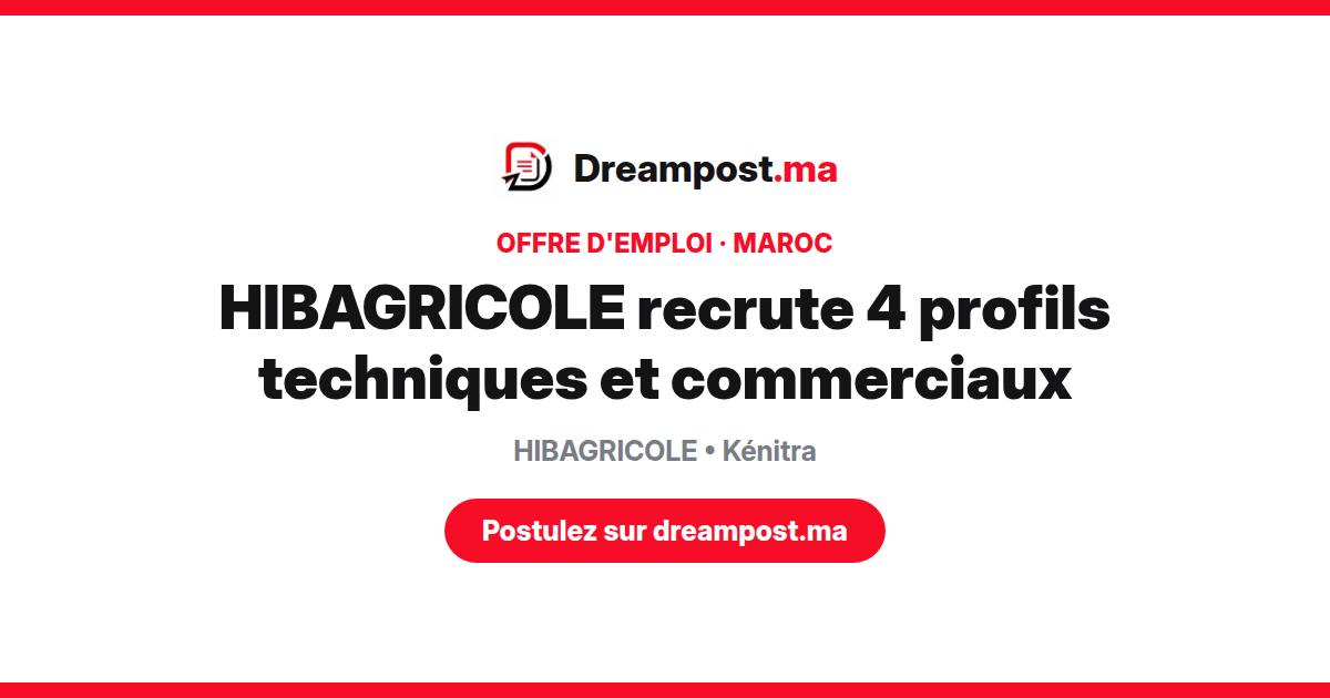 HIBAGRICOLE recrute 4 profils techniques et commerciaux