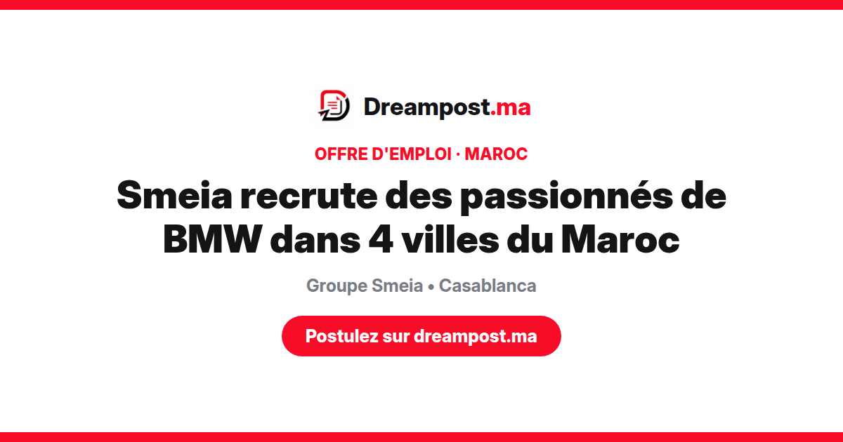 Smeia recrute des passionnés de BMW dans 4 villes du Maroc