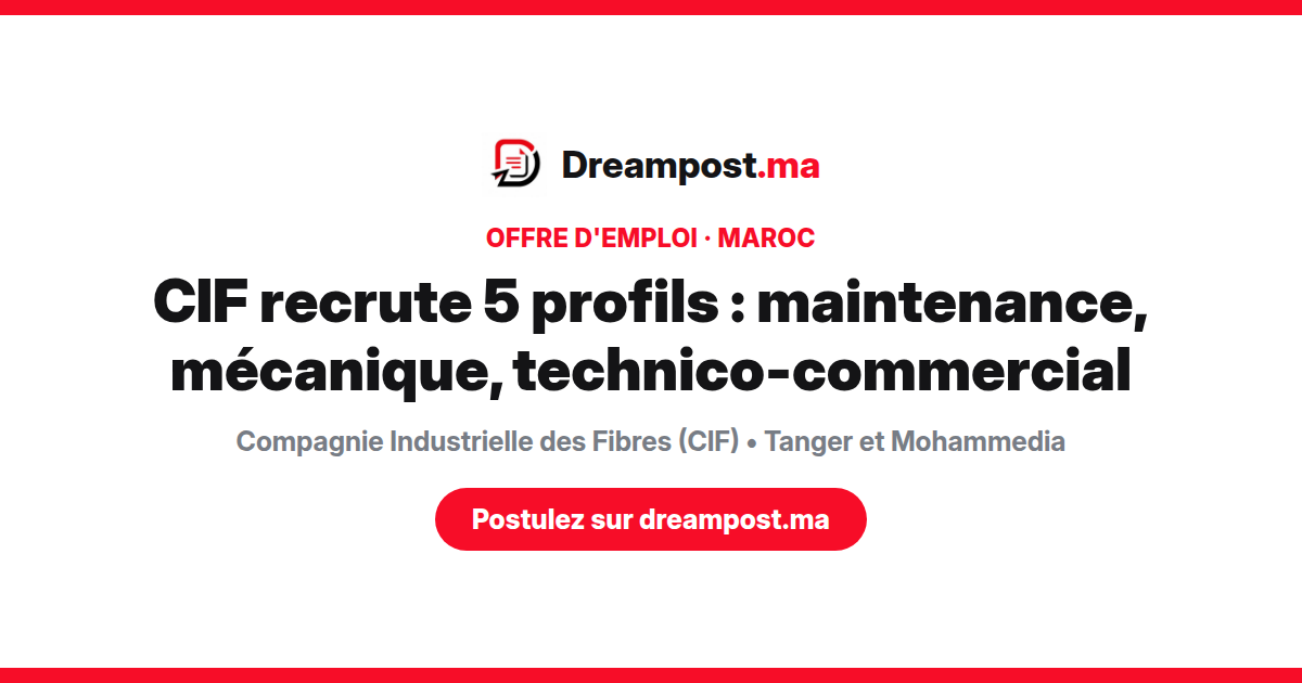 CIF recrute 5 profils : maintenance, mécanique, technico-commercial