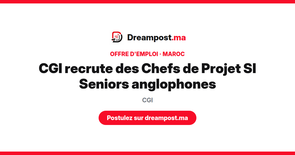 CGI recrute des Chefs de Projet SI Seniors anglophones