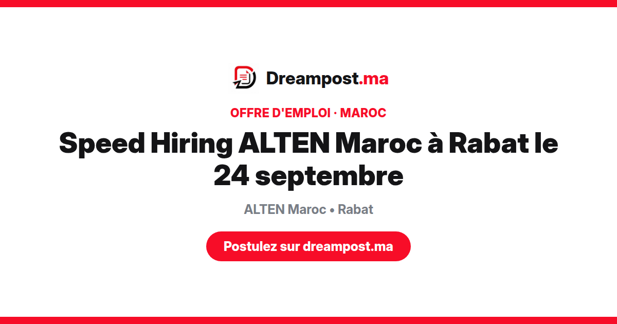 Speed Hiring ALTEN Maroc à Rabat le 24 septembre