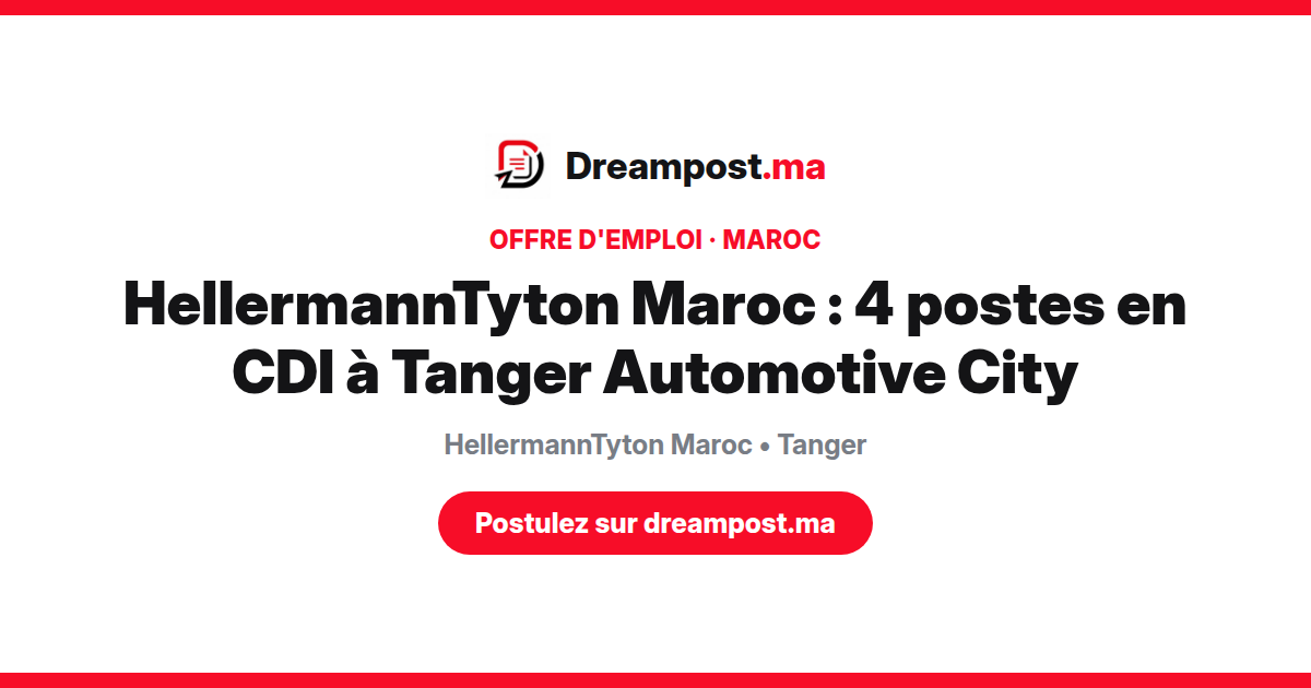 HellermannTyton Maroc : 4 postes en CDI à Tanger Automotive City
