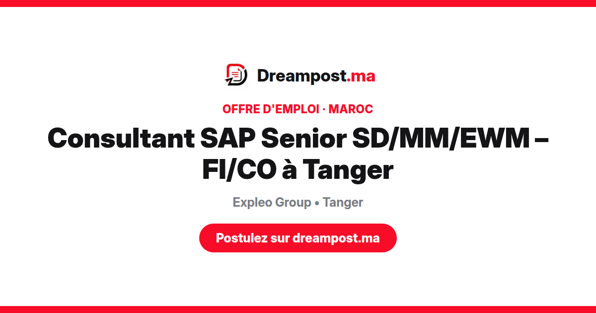 Consultant SAP Senior SD/MM/EWM – FI/CO à Tanger