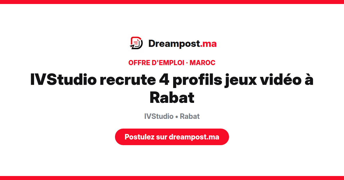 IVStudio recrute 4 profils jeux vidéo à Rabat