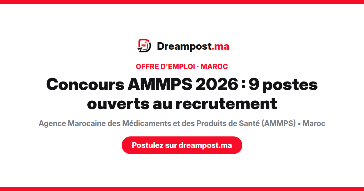 Concours AMMPS 2026 : 9 postes ouverts au recrutement