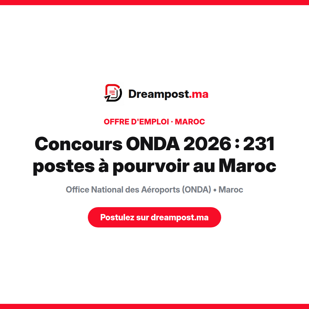 Concours ONDA 2026 : 231 postes à pourvoir au Maroc
