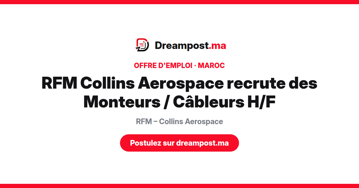 RFM Collins Aerospace recrute des Monteurs / Câbleurs H/F