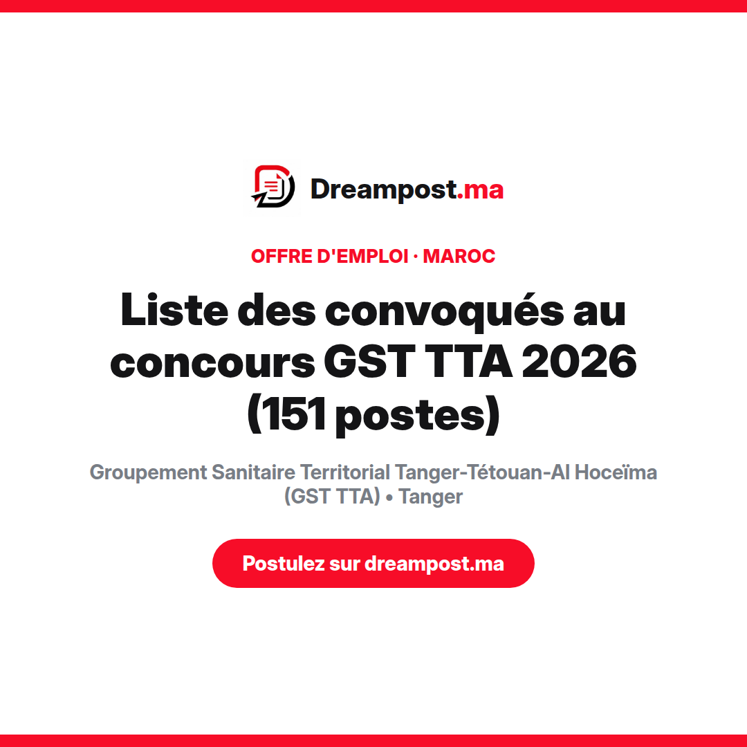 Liste des convoqués au concours GST TTA 2026 (151 postes)