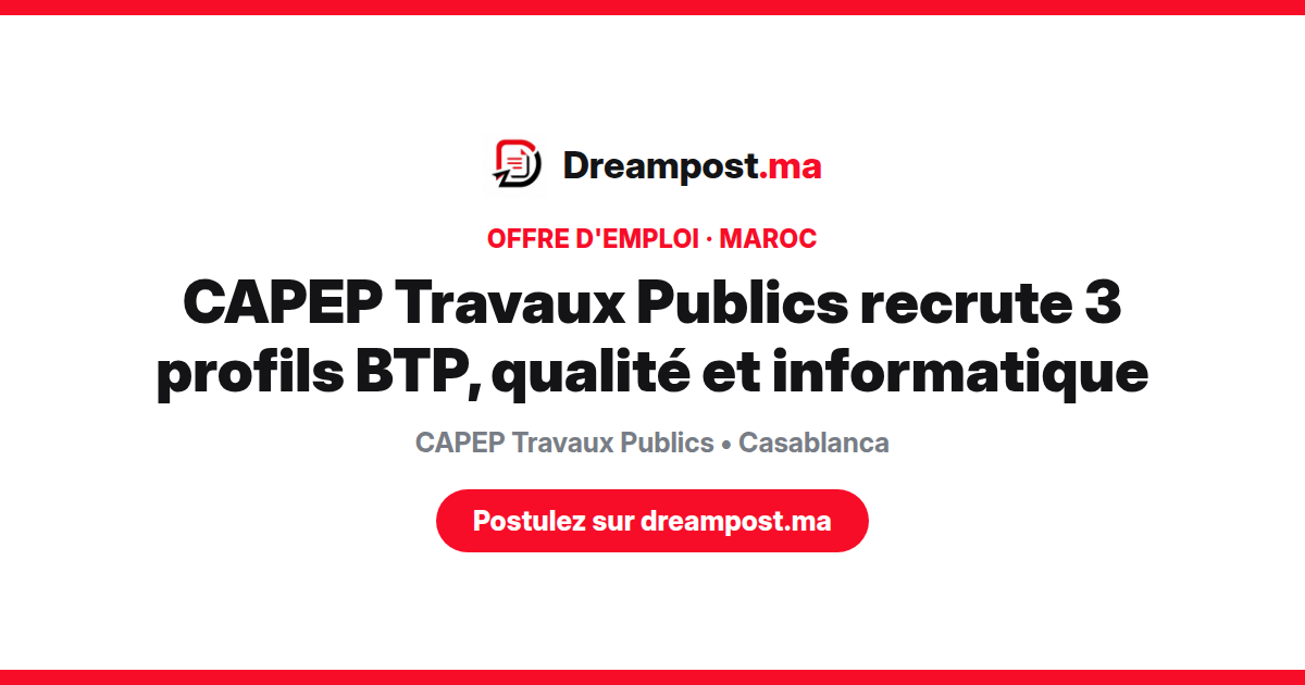 CAPEP Travaux Publics recrute 3 profils BTP, qualité et informatique