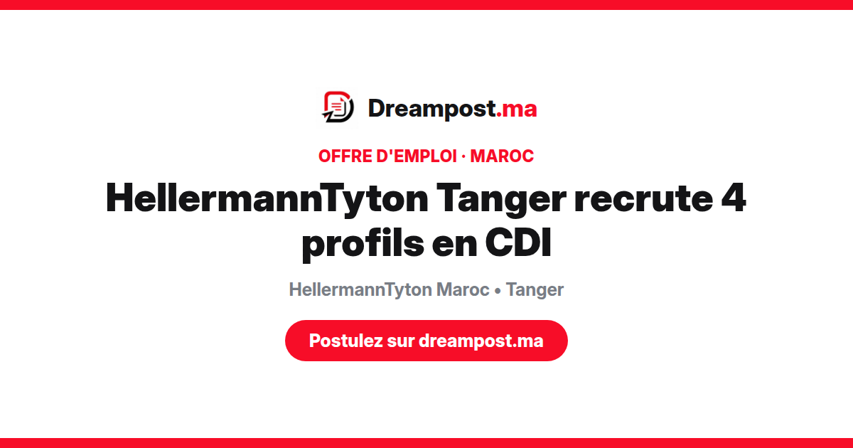HellermannTyton Tanger recrute 4 profils en CDI
