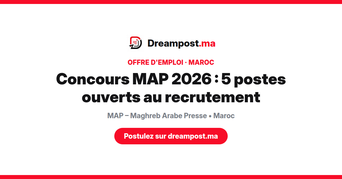 Concours MAP 2026 : 5 postes ouverts au recrutement