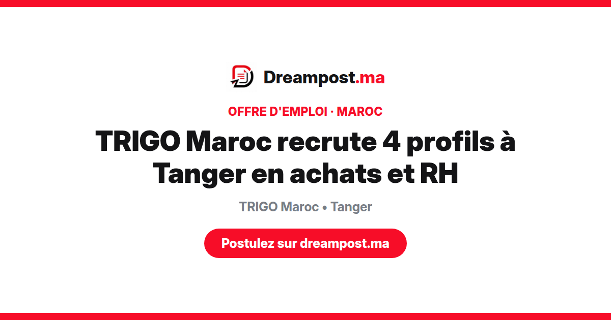 TRIGO Maroc recrute 4 profils à Tanger en achats et RH