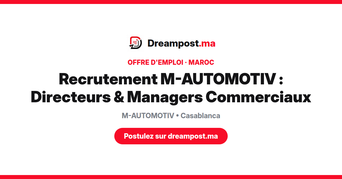 Recrutement M-AUTOMOTIV : Directeurs & Managers Commerciaux