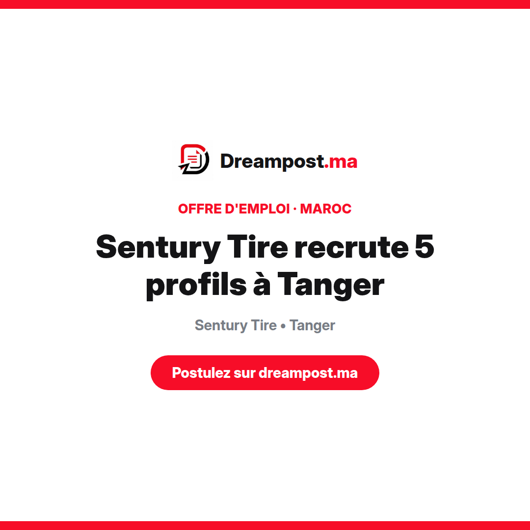 Sentury Tire recrute 5 profils à Tanger