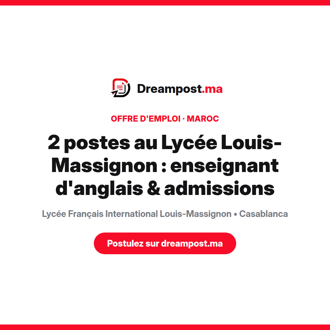 2 postes au Lycée Louis-Massignon : enseignant d'anglais & admissions