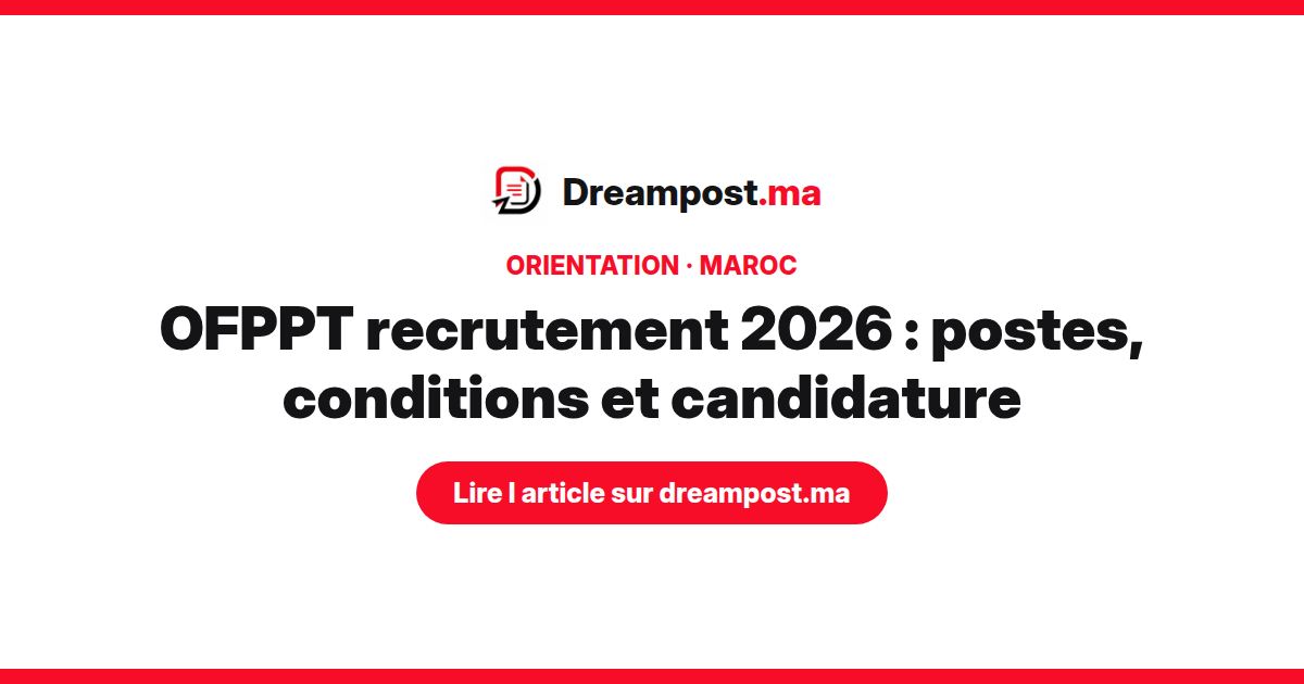 OFPPT recrutement 2026 : postes, conditions et candidature