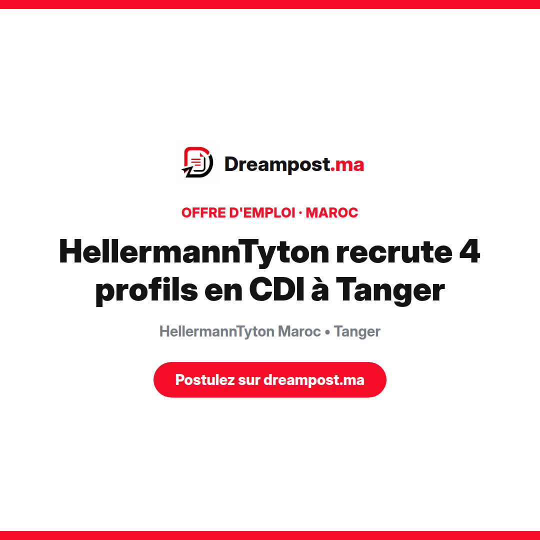 HellermannTyton recrute 4 profils en CDI à Tanger