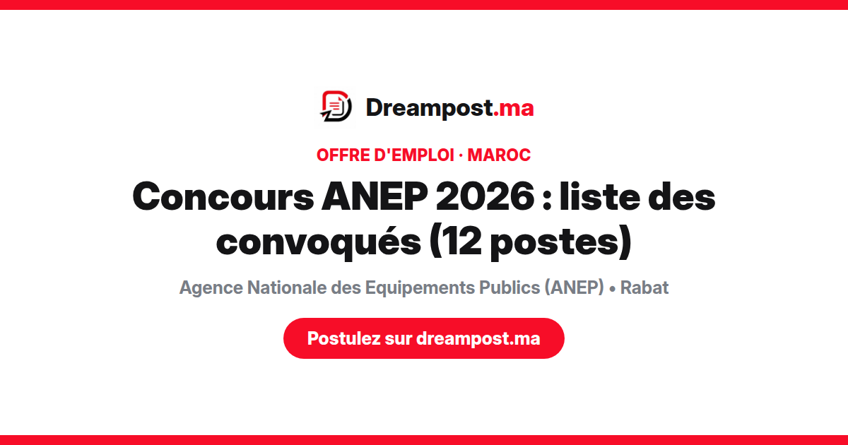 Concours ANEP 2026 : liste des convoqués (12 postes)