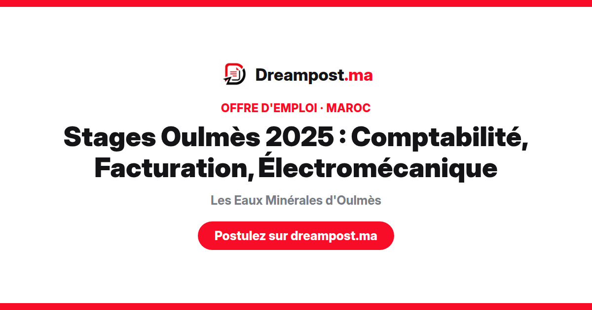 Stages Oulmès 2025 : Comptabilité, Facturation, Électromécanique