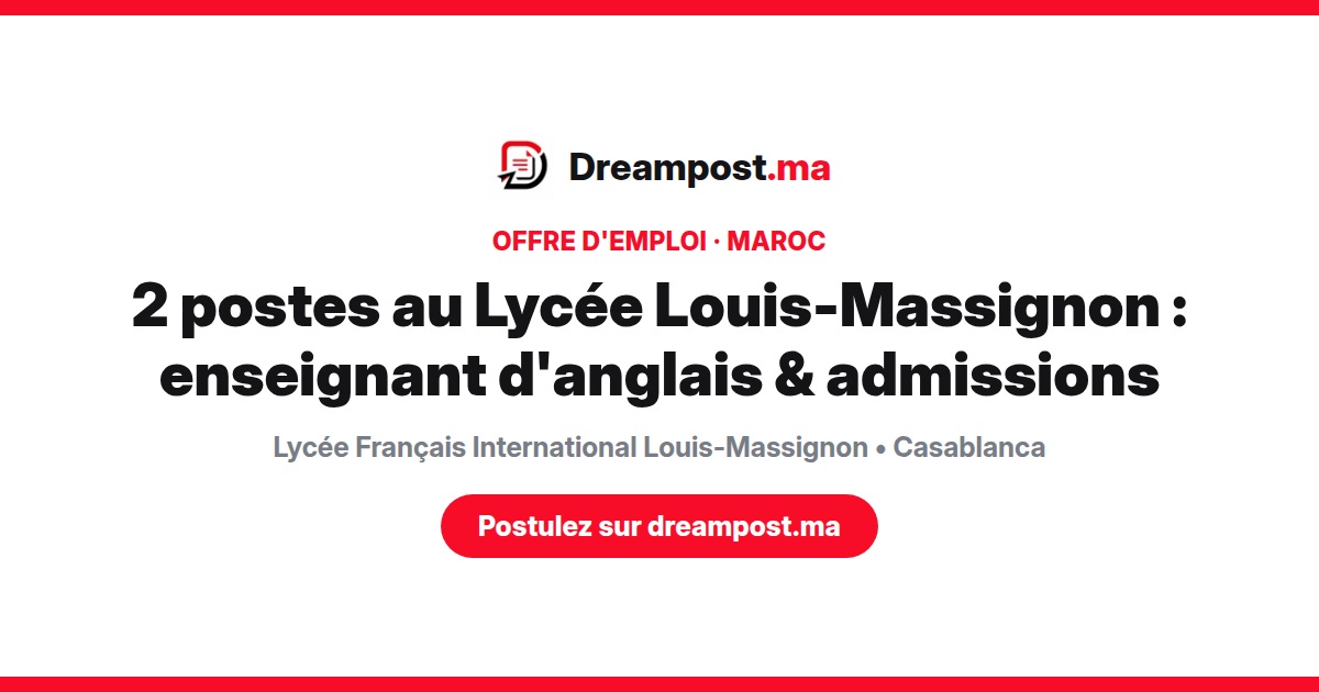 2 postes au Lycée Louis-Massignon : enseignant d'anglais & admissions