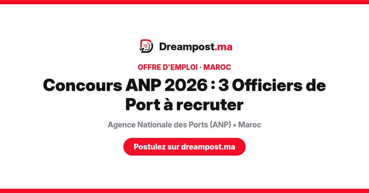 Concours ANP 2026 : 3 Officiers de Port à recruter