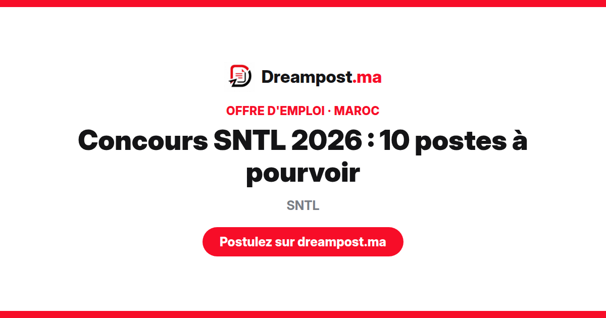 Concours SNTL 2026 : 10 postes à pourvoir