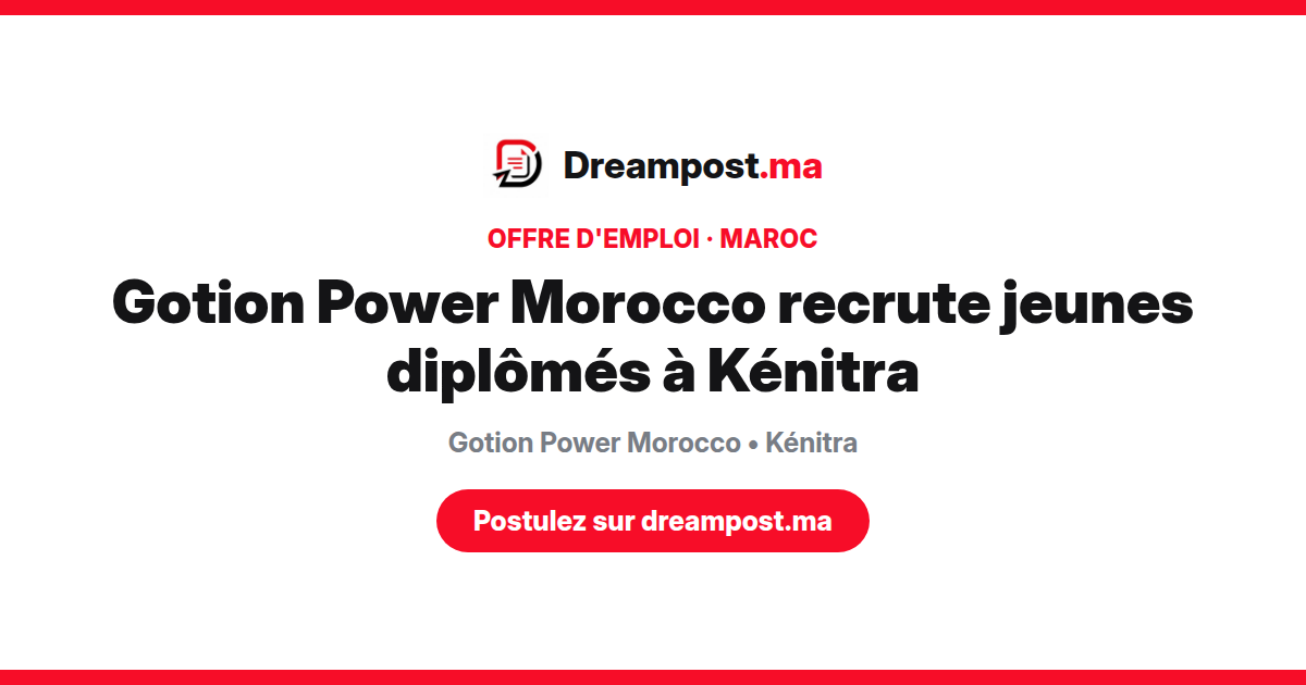 Gotion Power Morocco recrute jeunes diplômés à Kénitra