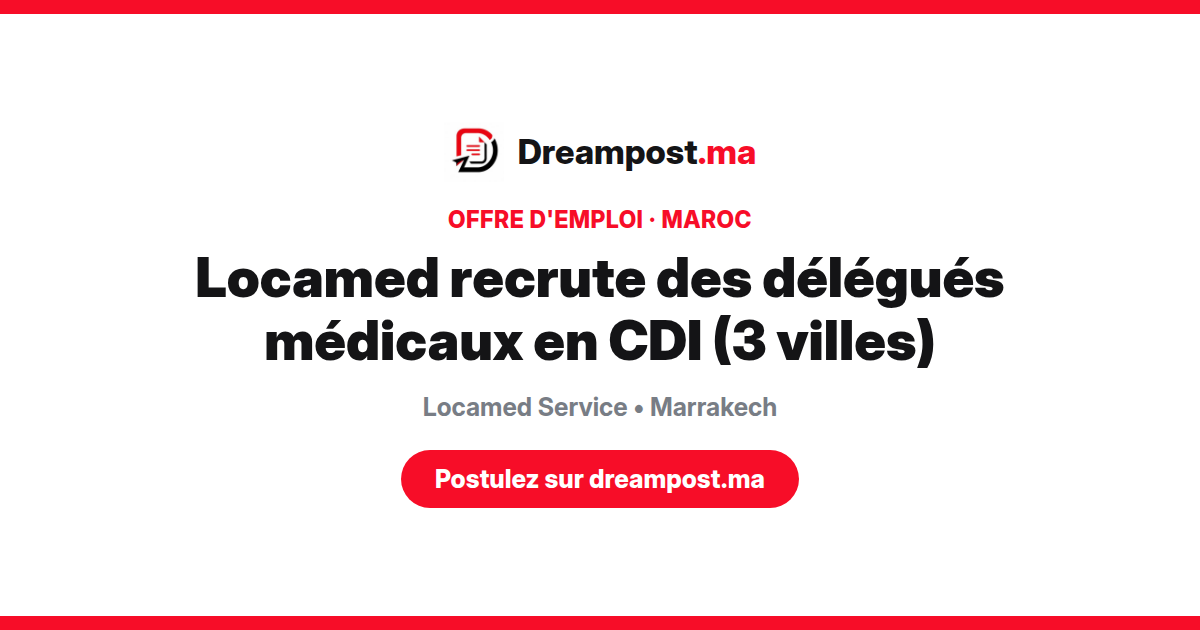 Locamed recrute des délégués médicaux en CDI (3 villes)