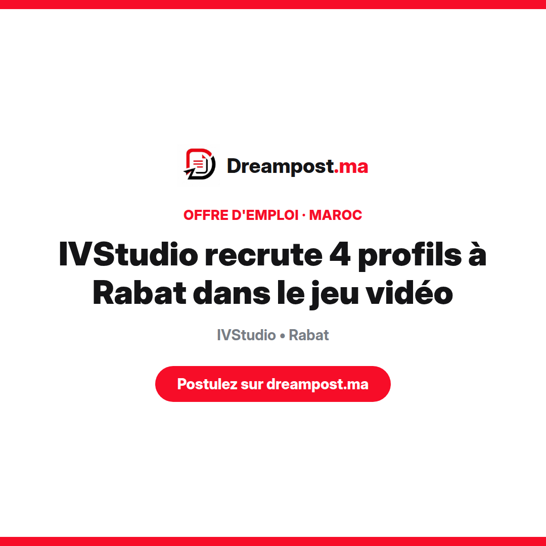 IVStudio recrute 4 profils à Rabat dans le jeu vidéo