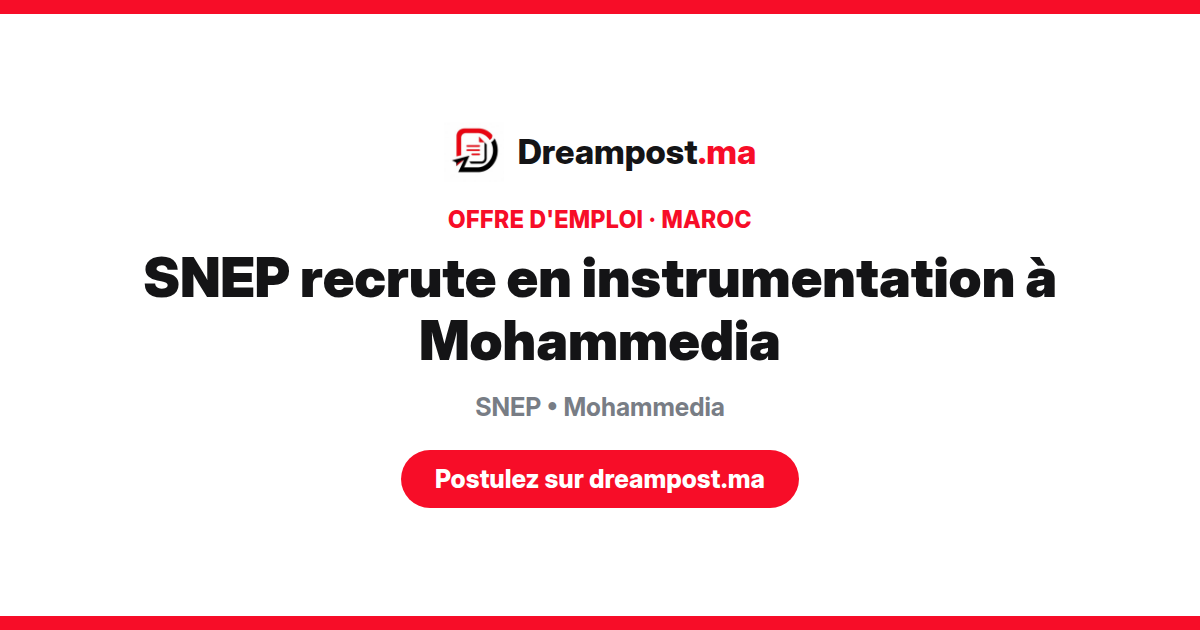 SNEP recrute en instrumentation à Mohammedia