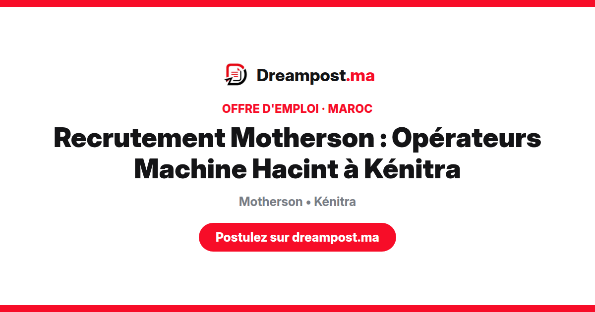 Recrutement Motherson : Opérateurs Machine Hacint à Kénitra