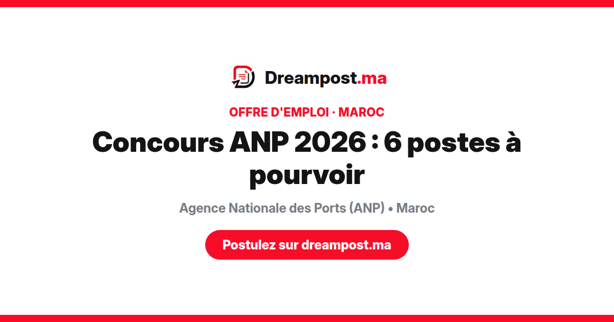 Concours ANP 2026 : 6 postes à pourvoir