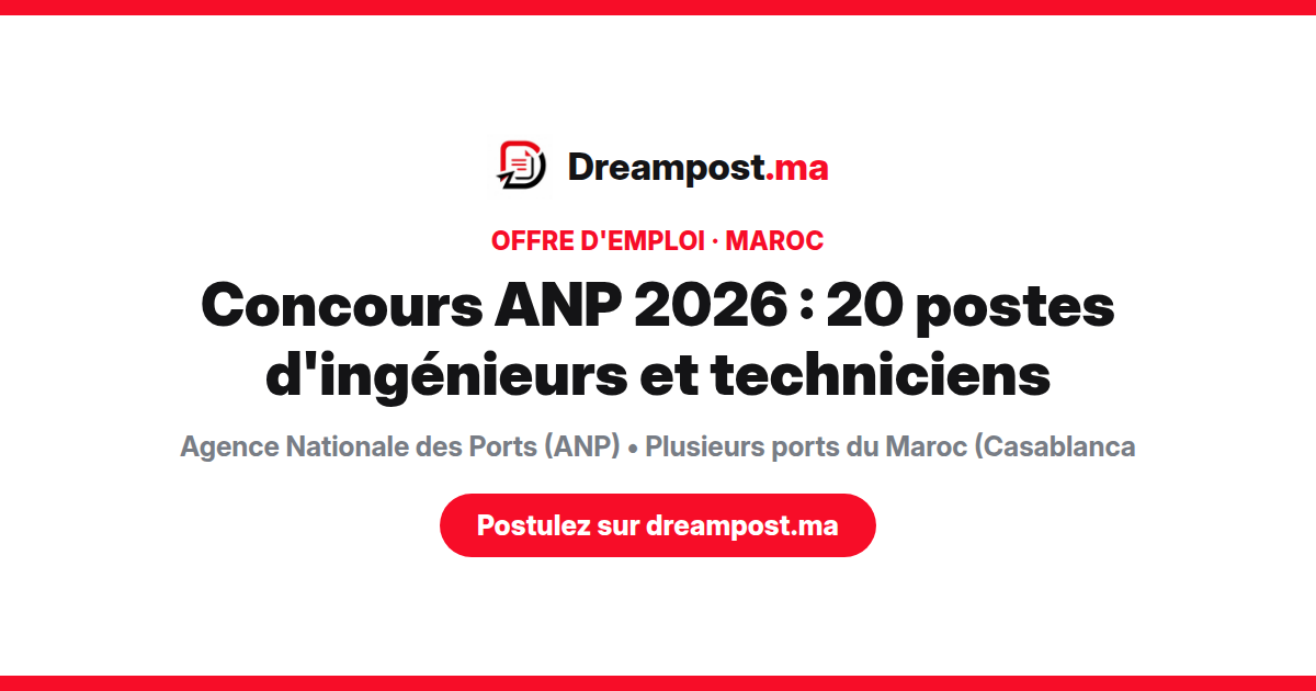 Concours ANP 2026 : 20 postes d'ingénieurs et techniciens