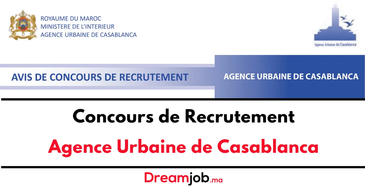 Concours de Recrutement Agence Urbaine de Casablanca 2026 (16 Postes)